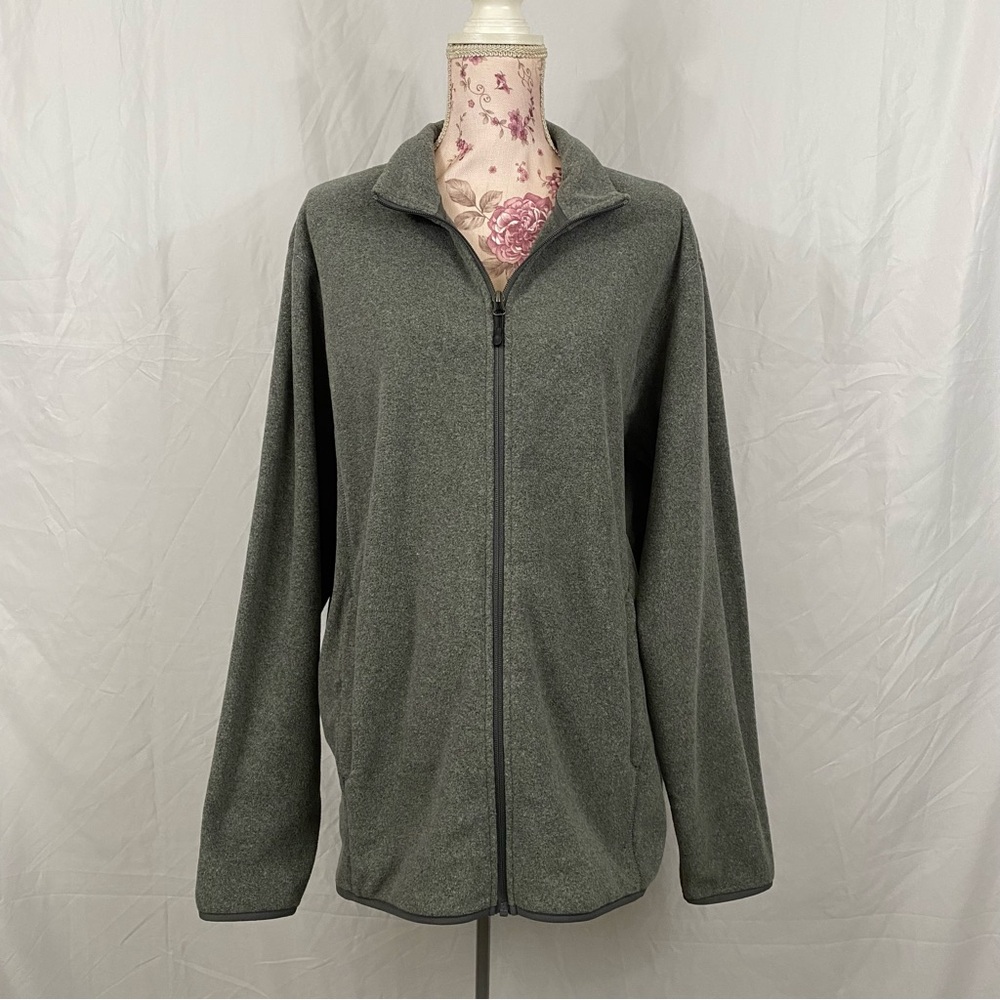 Amazon Essentials sz:L Soft Fleece Full-Zip Jacket Heather Gray Polyester